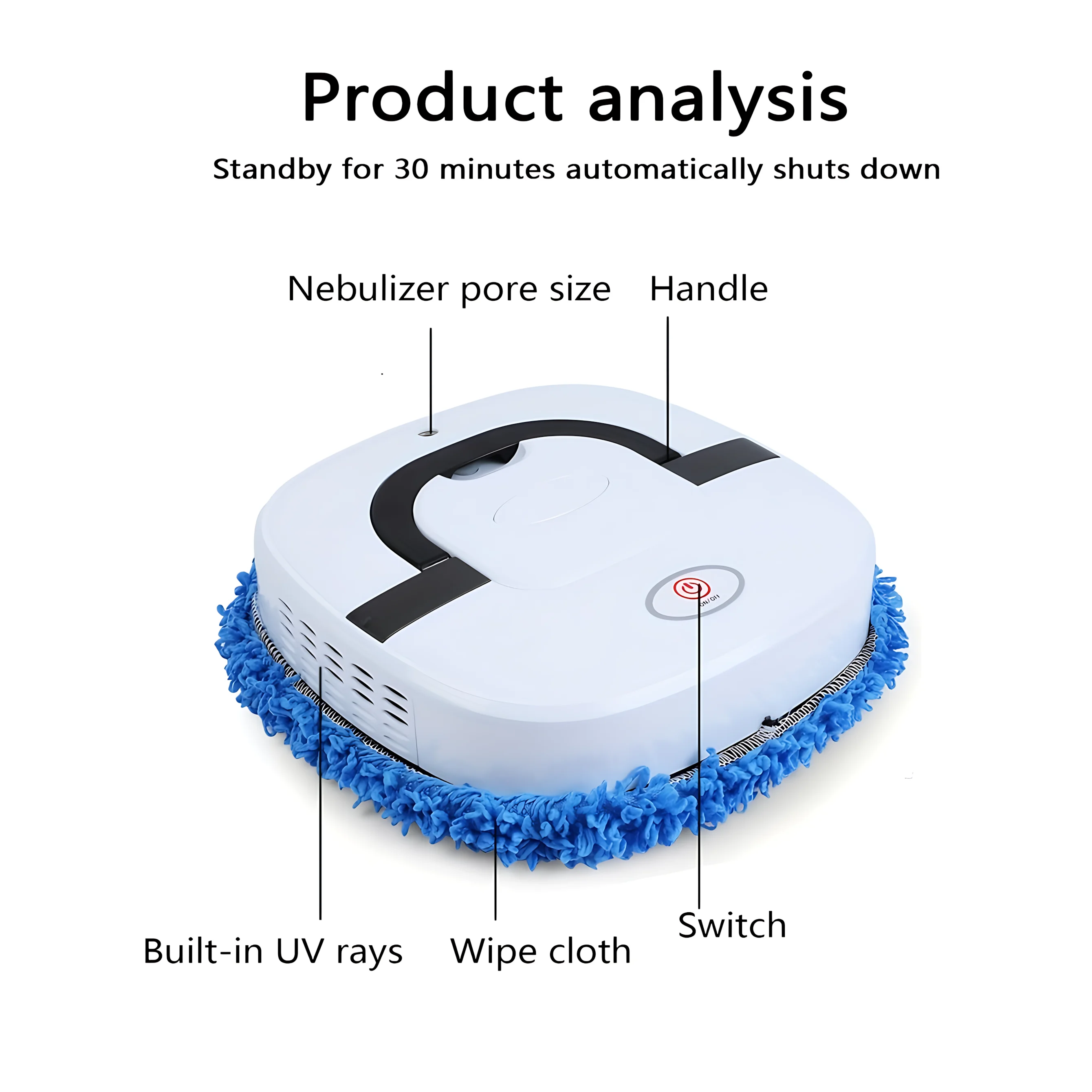 Smart Mopping Robot with Automatic Spray & Humidifying,USB Rechargeable,Quiet Operation, Anti-Collision, for Home Floor Cleaning