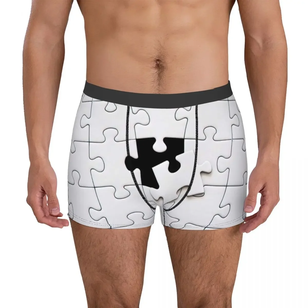 Puzzle Bonnet Underpants Breathbale Panties Male Underwear Print Shorts Boxer Briefs