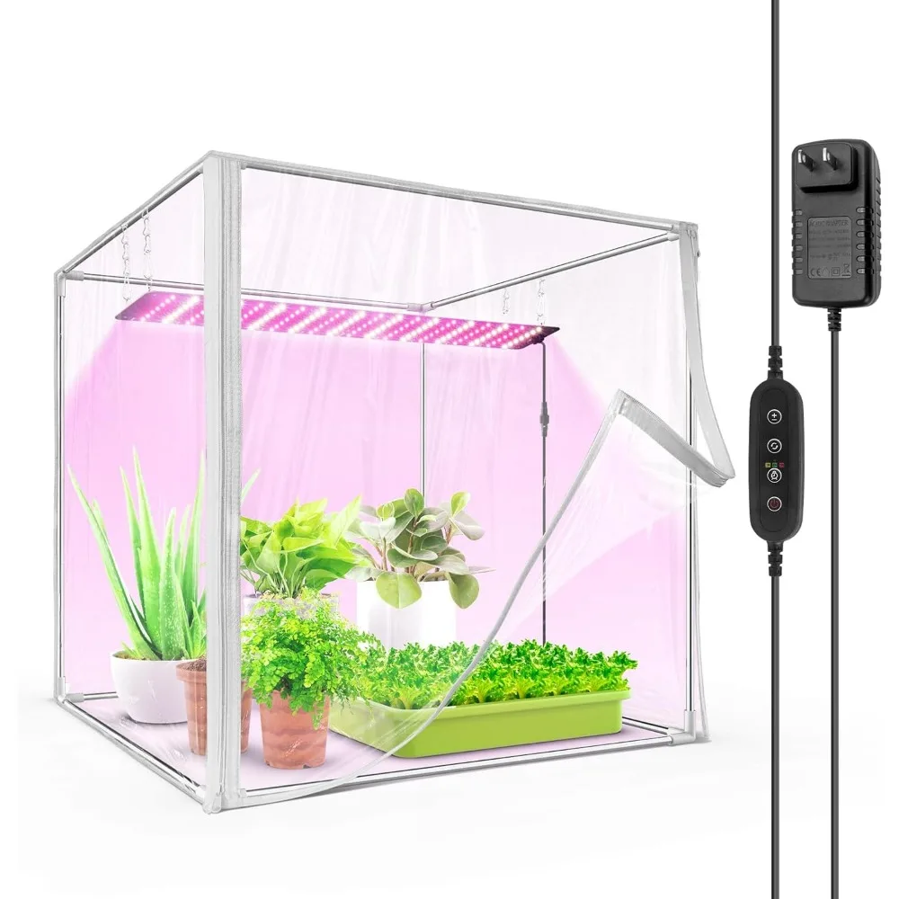 

Indoor Greenhouse with 40W LED Grow Light, Timer for Seed Starting Tray, Portable Mini Setup, 23x23x23IN
