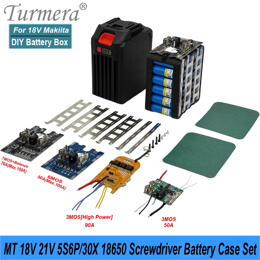 18V 21V Screwdriver Battery Case 5S6P 30X 18650 Holder 5S 50A 70A 90A 100A BMS Weld Nickel for Turbo Fan hammer Power Drill Use