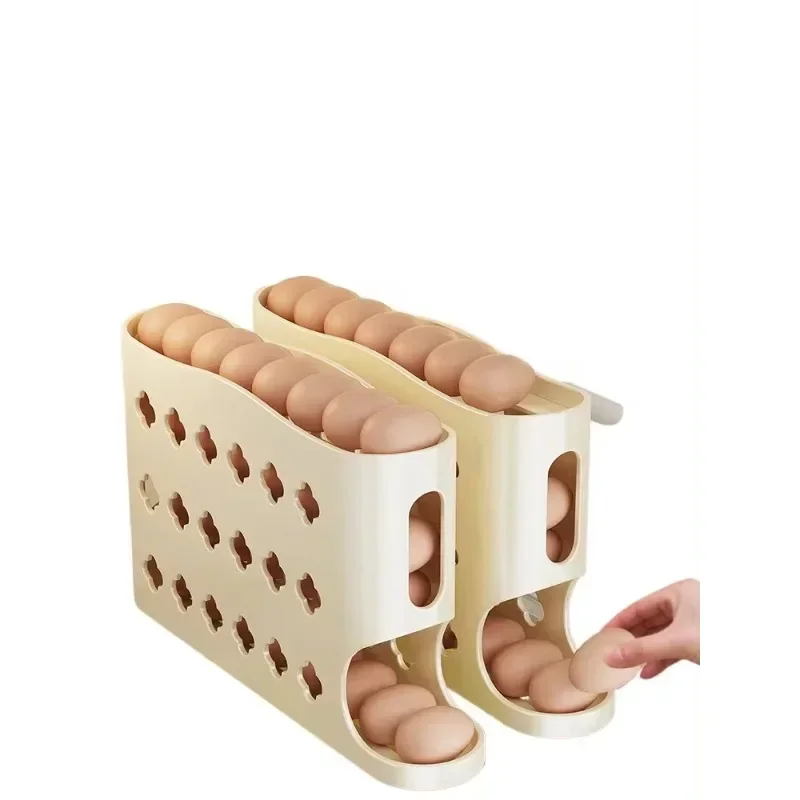 Rolling Egg Storage Box Kitchen Multi layered Oblique Automatic Egg Rolling Machine Refrigerator Side Door Egg Tray Preservation