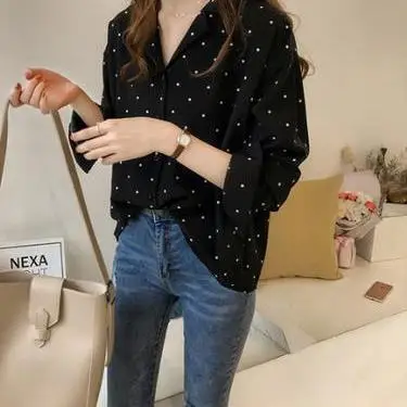 Feminino polka dot impresso algodão irt longo sve camiseta casual sle emendado cor pura primavera faion senhoras topo