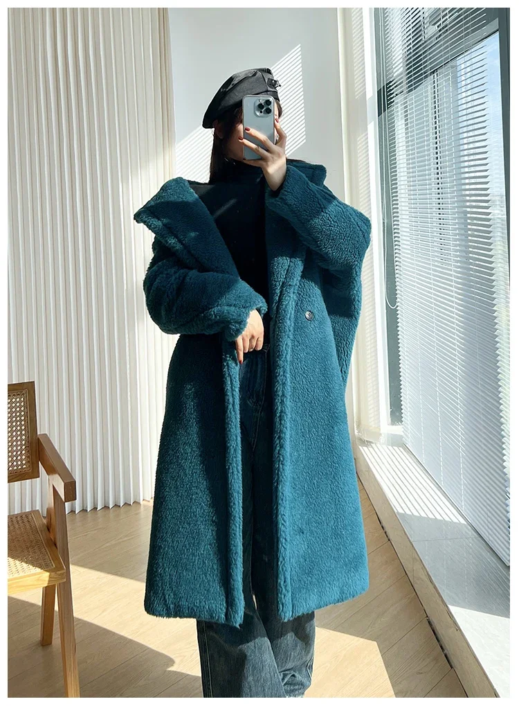 Cappotto Lungo Donna Invernale In Lino Plus - Giubbotto Lungo Nero Con Orso - Taglie Forti - 2