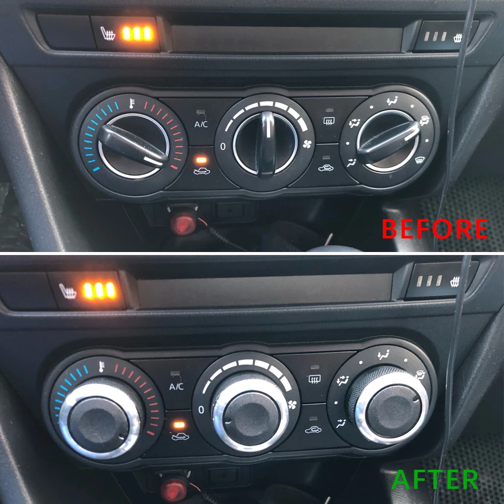 3Pcs Aluminum Alloy Car Air Conditioning Knobs Ac Knob Heat Control Switch Knob Fit for MAZDA 3 2004-2009 Car Accessories