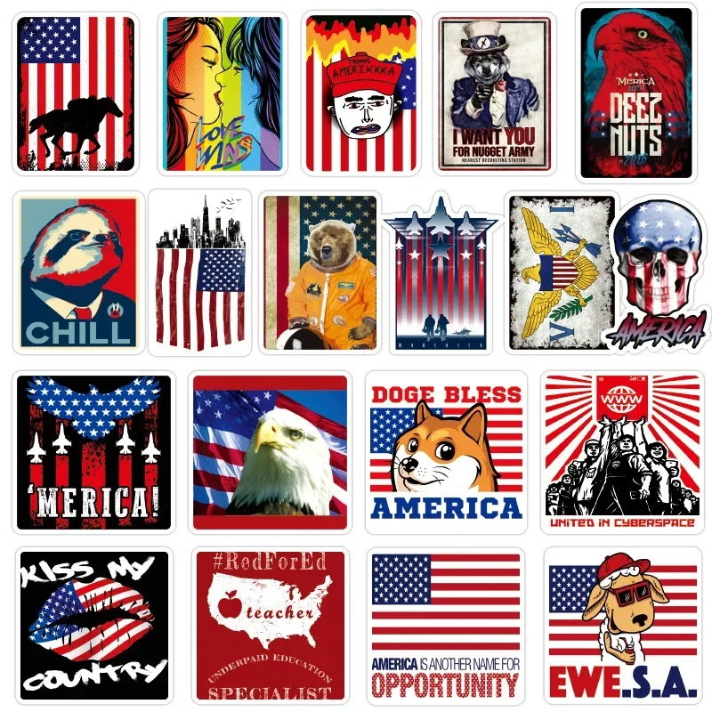 1Set =100PCS U.S. President Flag Doodle Sticker Trolley Case Laptop Refrigerator Scooter Motorcycle Personality Sticker