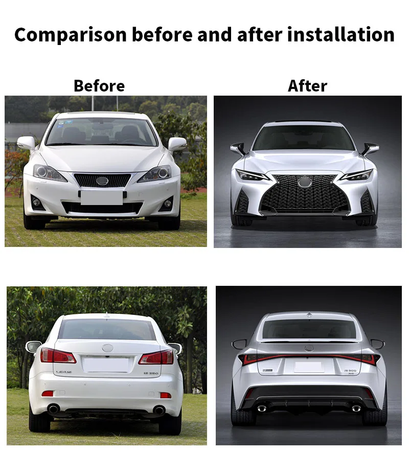 Facelift is250 headlight Bodykit grille front rear bumper set for Lexus IS300 IS350 IS 2006-2012 body kit taillight bar