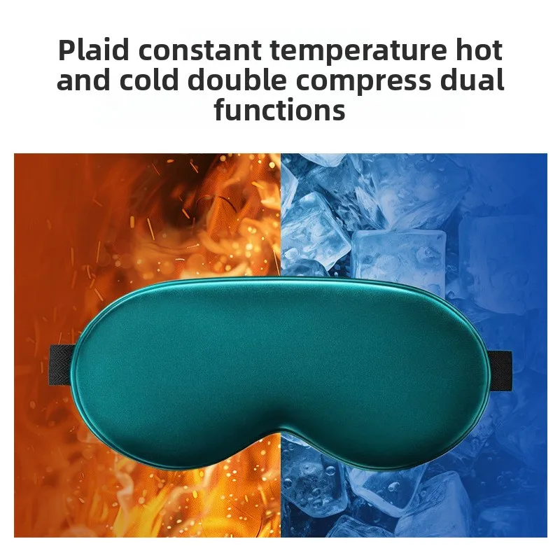 

Luxury TDual-Sided Silk Sleep Eye Mask- USB Heating Moxa Therapy + Ice Packs for Perfect Sleep Year-Round Comfort Ultra-Soft