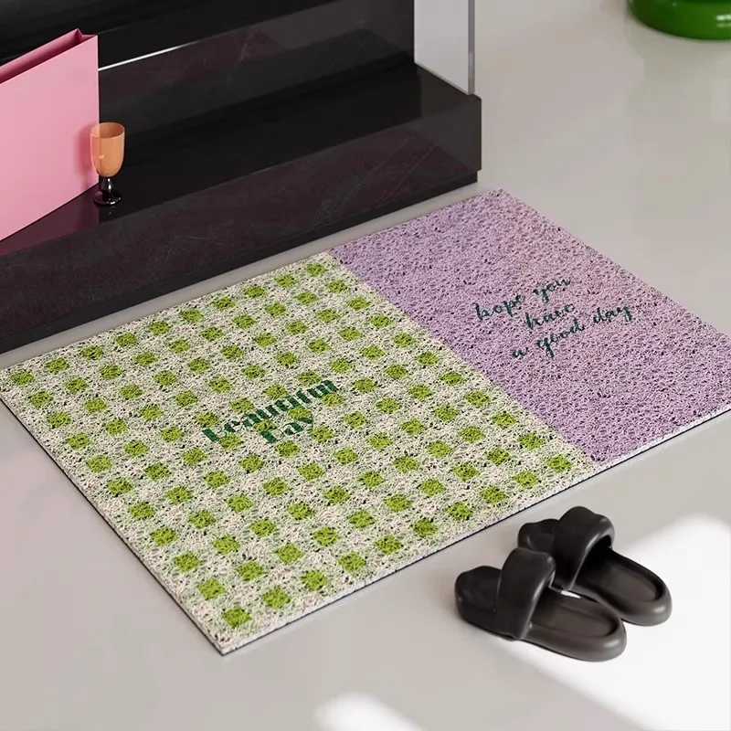 

Korean Style PVC Welcome Doormat Chic Geomertic Cuttable House Entrance Mat Carpet Anti Dust Pad Outdoor Aesthetic Home Decor