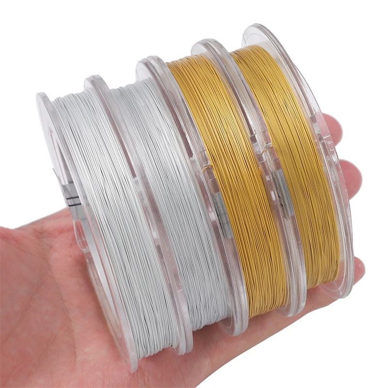 1Meter 0.3/0.4/0.5/0.6mm Japan Imported Soft Steel Wire Gold Silver Jewelry Line for Pearl Necklace Bracelet DIY Jewelry Making