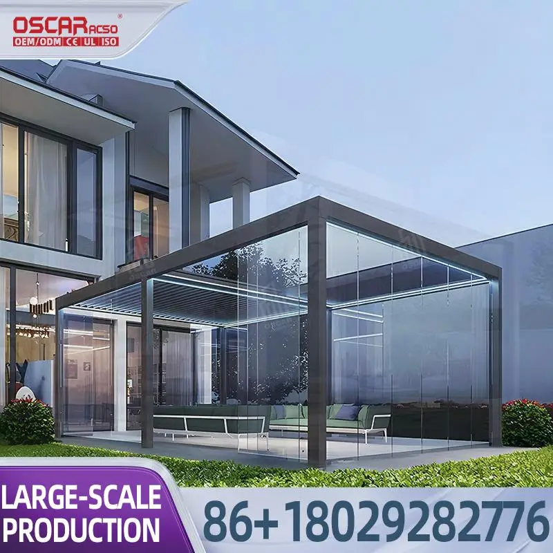 10x20 Bioclimatic Adjustable Louvered Aluminum Manual Garden Pergola with Handle Crank for Balcony in Europe pergola