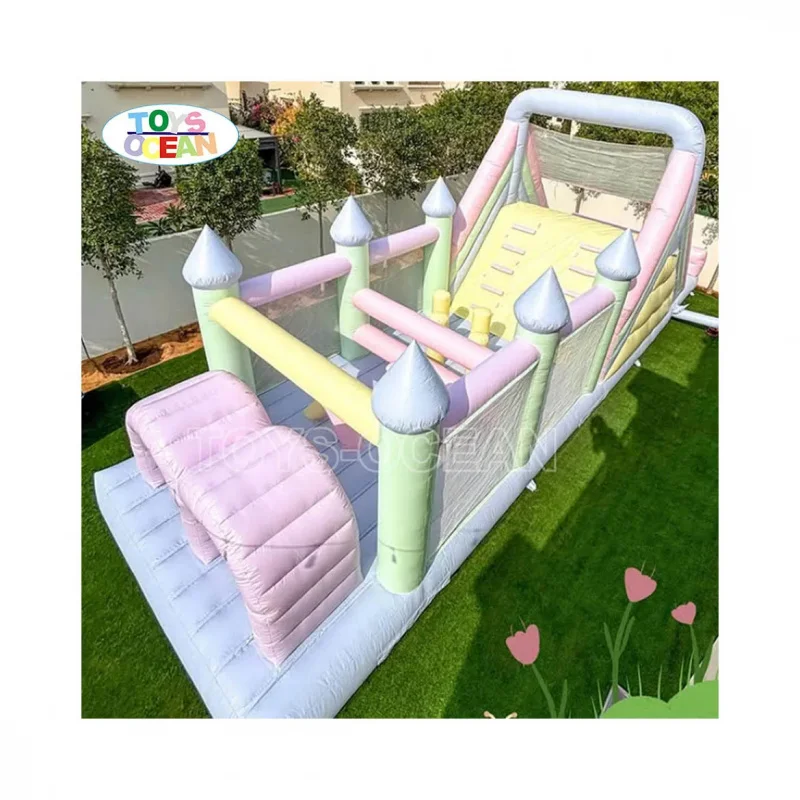 New Design Colorful Inflatable Obstacle Course White Playground for Kids Event Party Rental