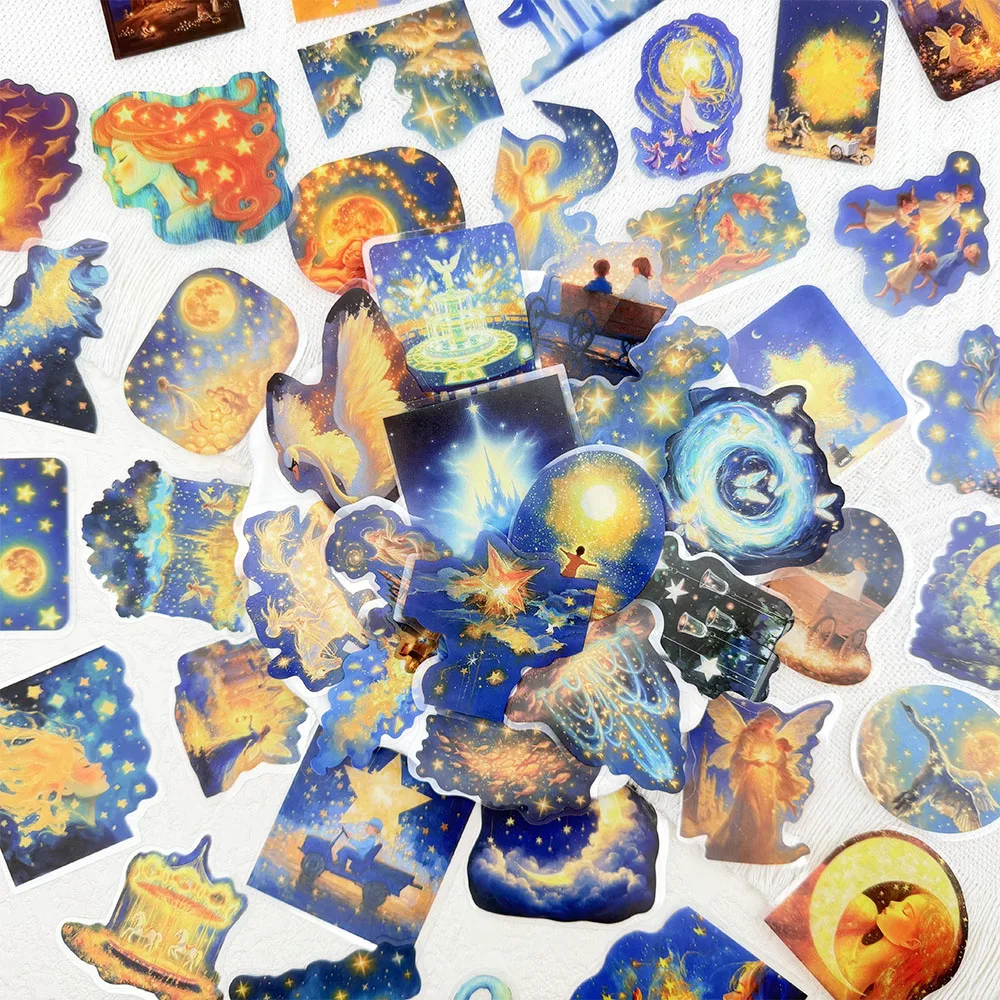 

50pcs Wishing Star Transparent PET Stickers Decals For Scrapbook Suitcase Guitar Helmet Refrigerator DIY Aesthetic Stickers