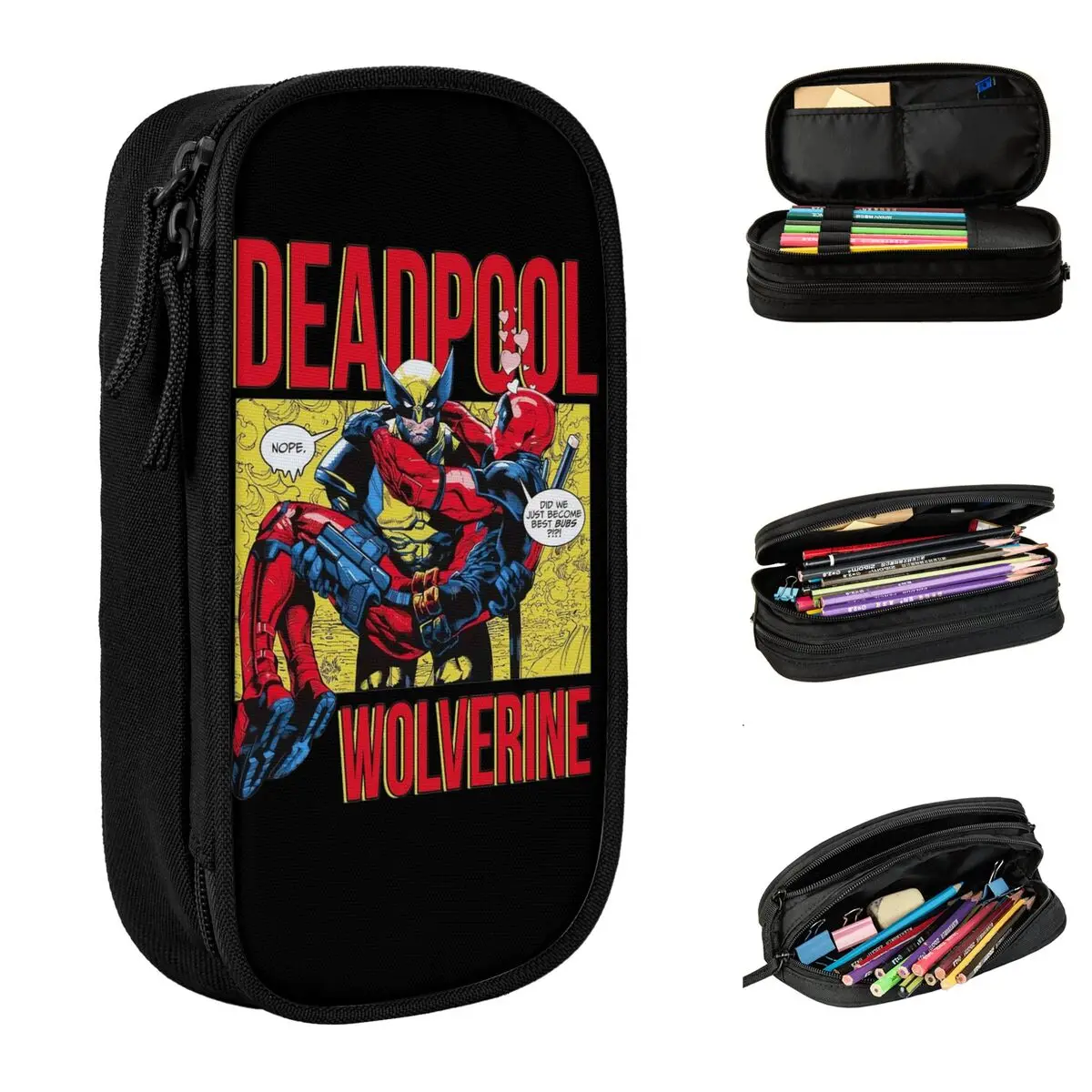 Deadpool & Wolverine Movie D&W Pencil Case Lovely Pen Holder Bag Kids Large Storage Office Cosmetic Pencilcases