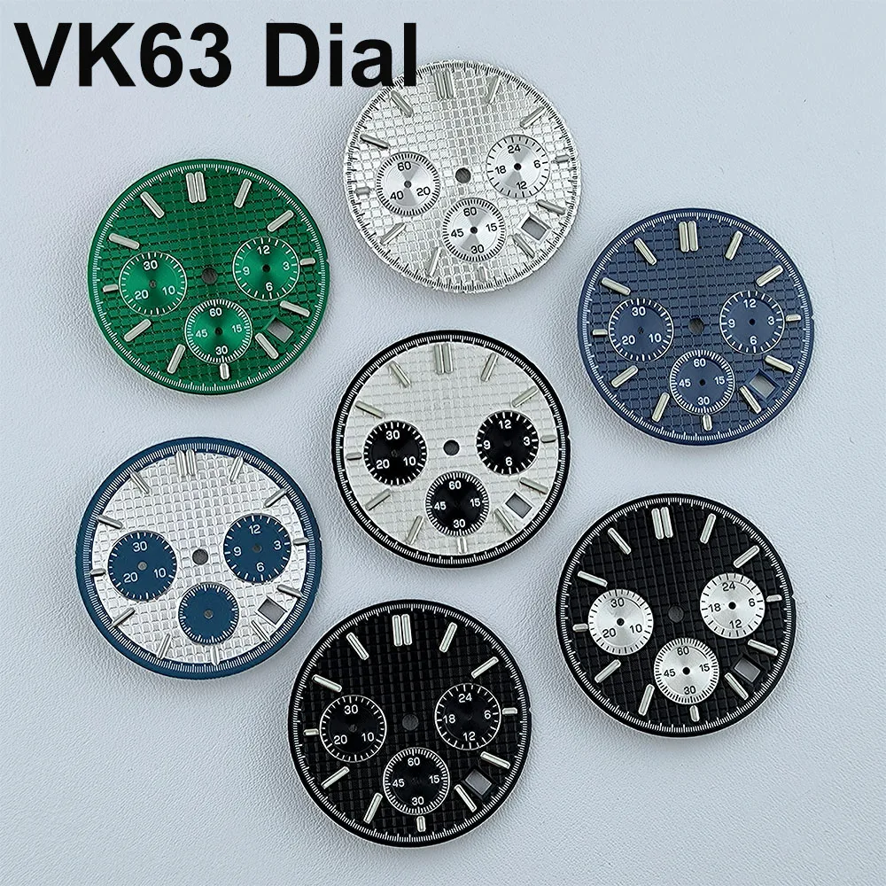 

31.8mm VK63 dial NO Logo Dial Panda Dial Green luminous Dial fit VK63 movement watch accessories repair tools