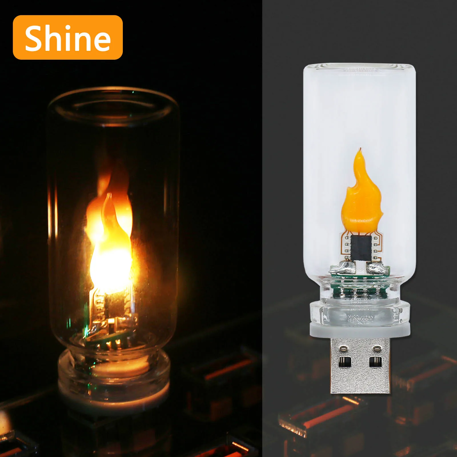 

4pcs LED Cob Flickering Candle Light 5V 2200K USB Bulb Night Light Edison Flame Filament Party Decoration Bulb Accessories DIY