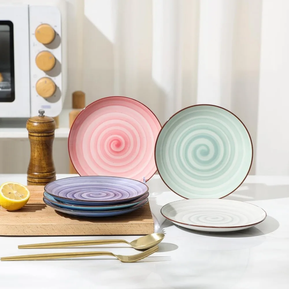 ceramic dessert plates set of 6, small salad plates 6 inch appetizer plates for kitchen, small dinner plates/dishes for cake sn