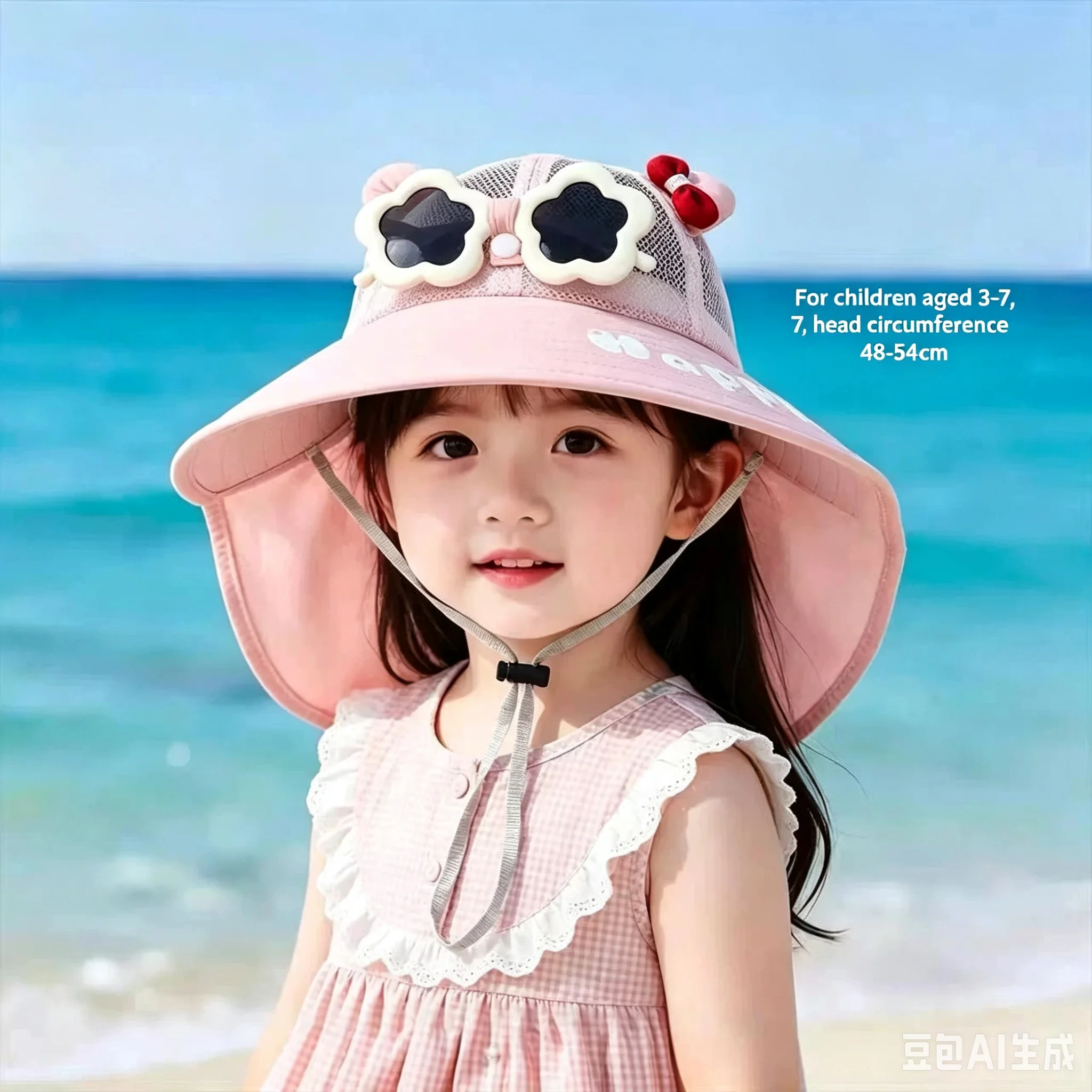 Sunshade hats for summer, with large brims and capes, can block UV rays. Suitable for both boys and girls. Comes with a pair of