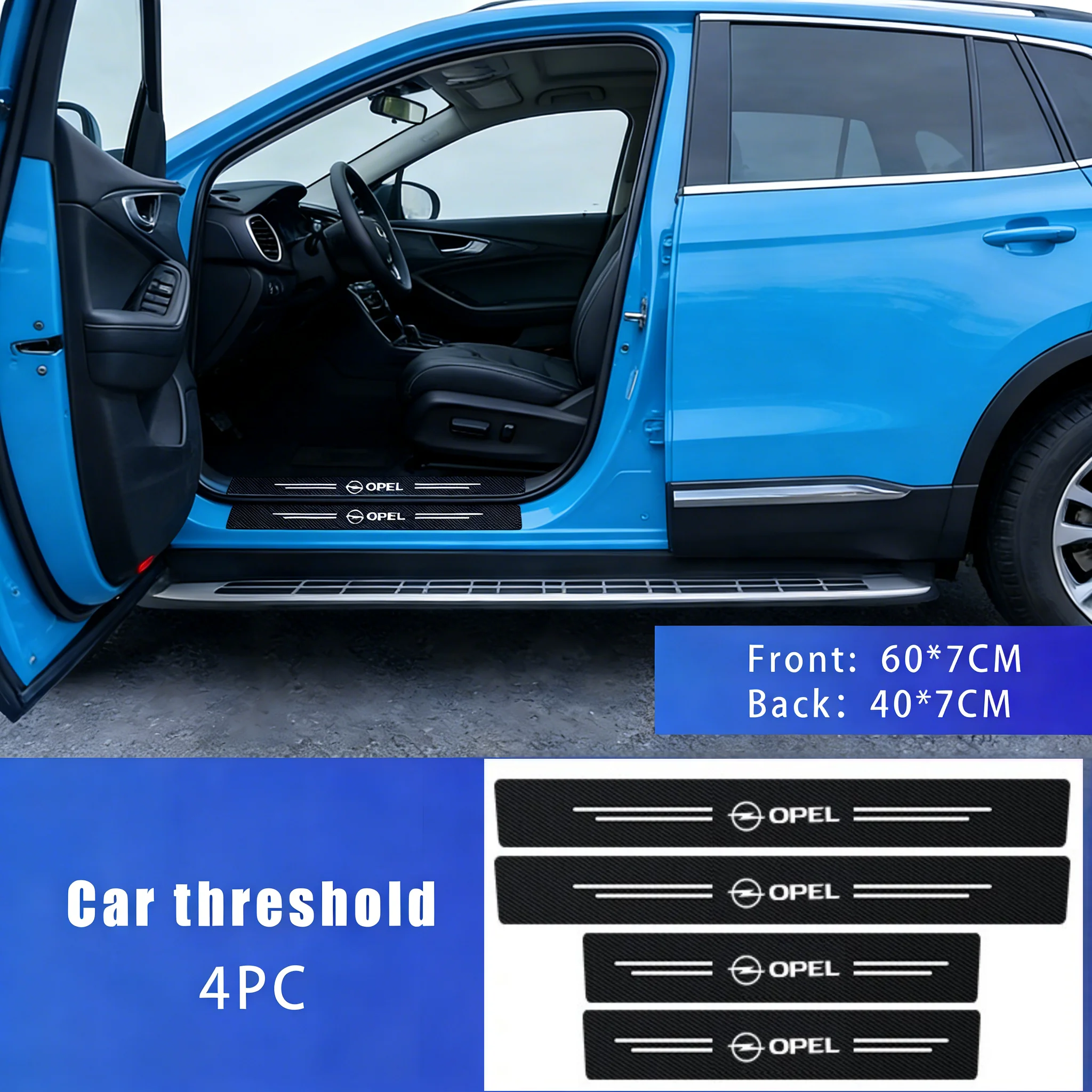 

Защитные накладки на пороги из углеродного волокна, 4 шт., подходят для Opel Vauxhall Corsa Astra Mokka Zafira и др., устойчивые к царапинам, простая установка.
