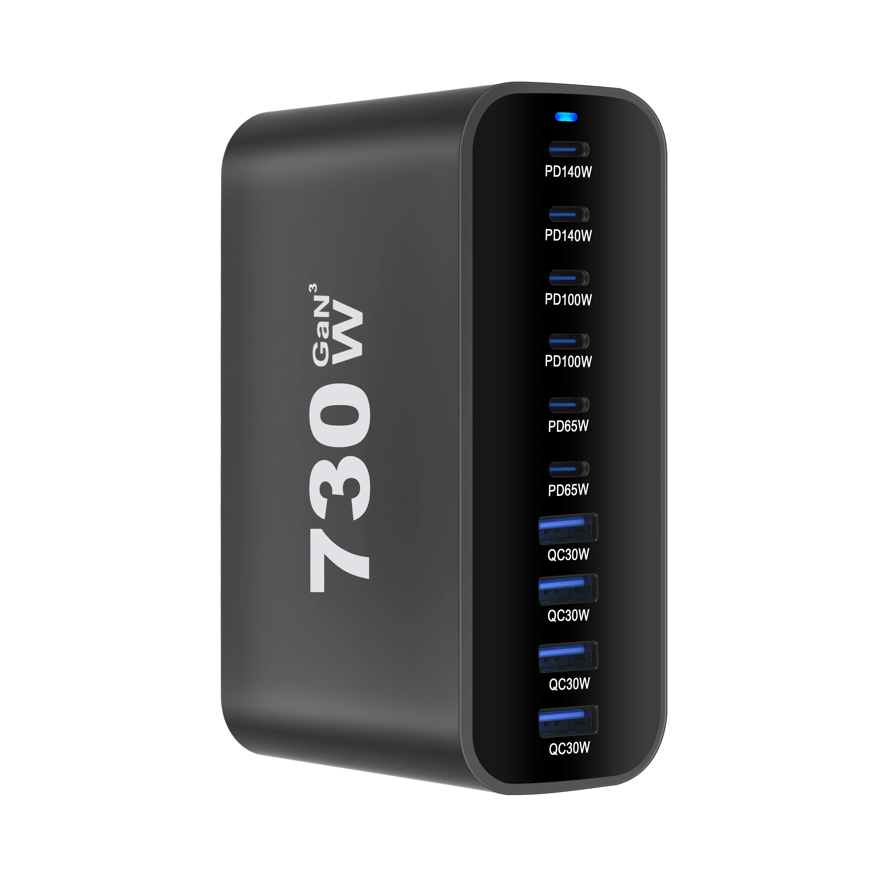 730W 10-Port GaN Fast Charging Desktop Charger Multi-Port Charging Station for Phones Tablets & Devices High Power Density 6C4A