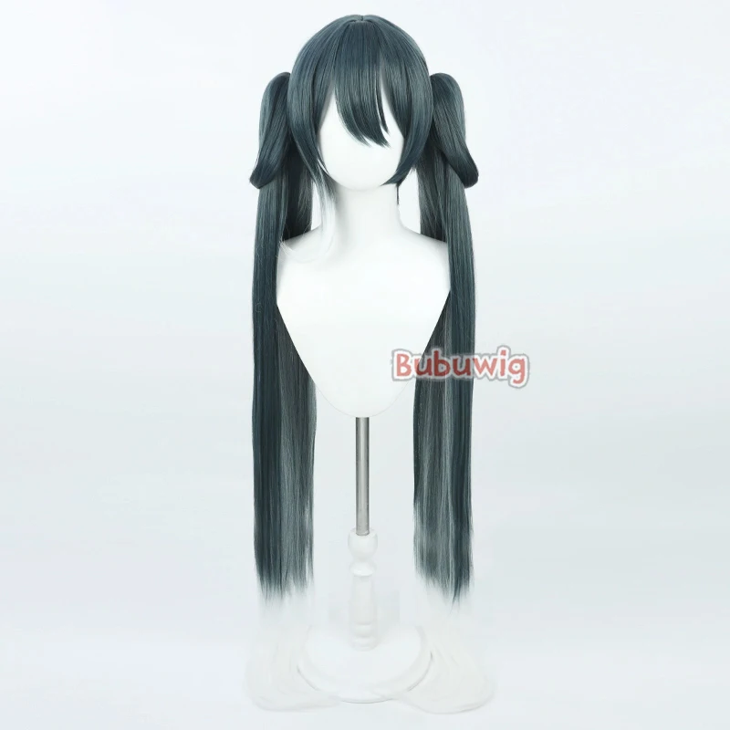 Bubuwig Synthetic Hair 65cm Ponytail Cosplay Wigs Anime Role Play Long Straight Dark Gray Gradient White Cos Wig Heat Resistant