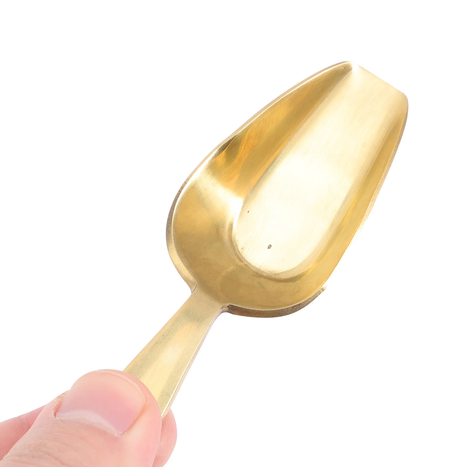 

Brass Tea Scoop For Loose Tea Coffee Beans Long Handle Metal Spoon Kitchen Utensil Smooth Grain Scoop Practical Coffee