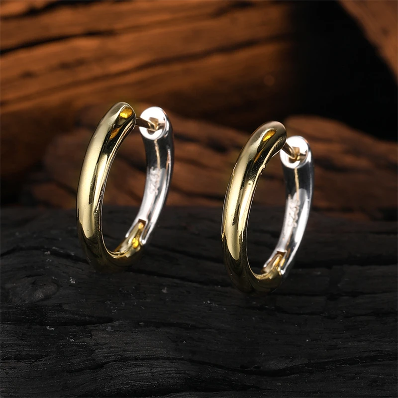 

Simple 925 Sterling Silver Ear Buckle Gold Plated Color Matching Huggies Hoop Earrings for Women Classic Jewelry Accessories