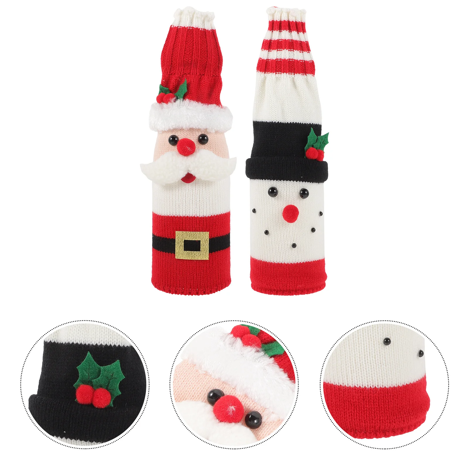 

2 set Christmas Wine Bottle Cover Red Santa Snowman Design Fabric Apron Hat Reusable Holiday Party Decoration Xmas