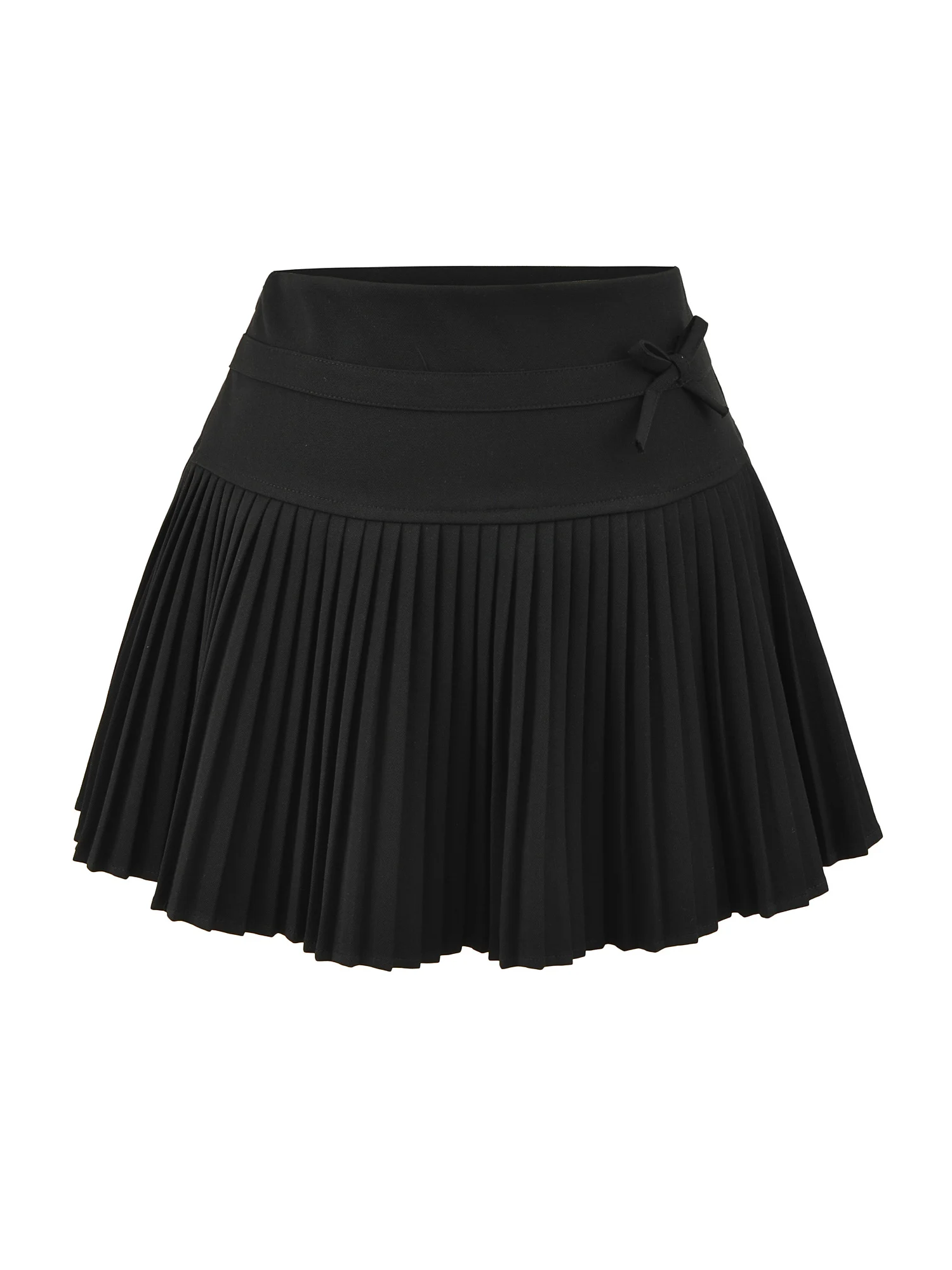 ハイウエストプリーツスカート レディース Aラインスカート スクールスカート ノットデザイン バレエスカート 純粋な欲望スカート
