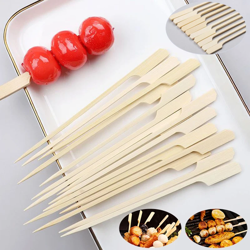 

100PCS Disposable Bamboo Sticks Barbecue Tools Natural BBQ Bamboo Skewers Camping Party For Kabob Fruit Cocktail Party Tools