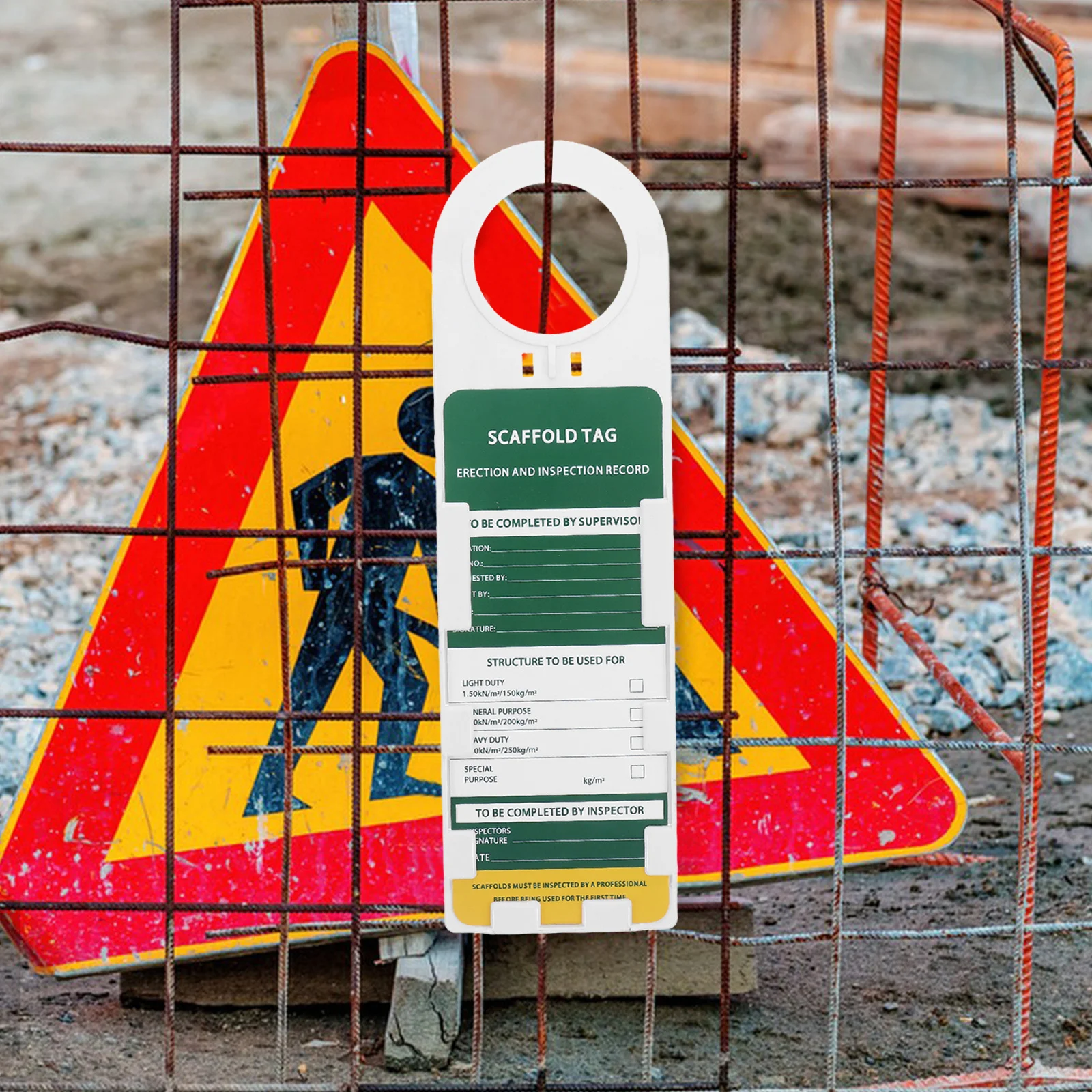 مجموعة واحدة من علامات فحص السلم ونظام علامات السلامة المقاوم للطقس لعلامات فحص السقالات الصناعية ومستلزمات الآلات