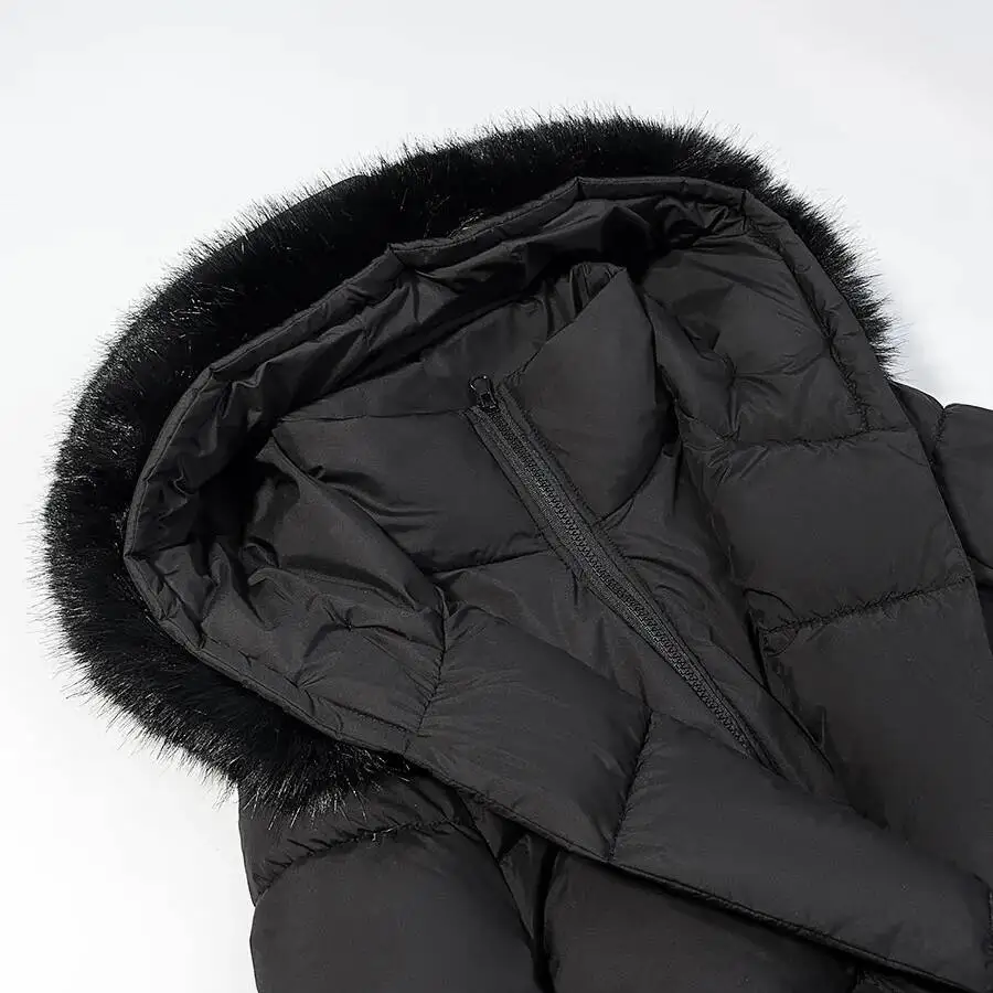 Novo outono inverno estilo europeu americano design elegante e versátil casaco de algodão longo com recheio à mão