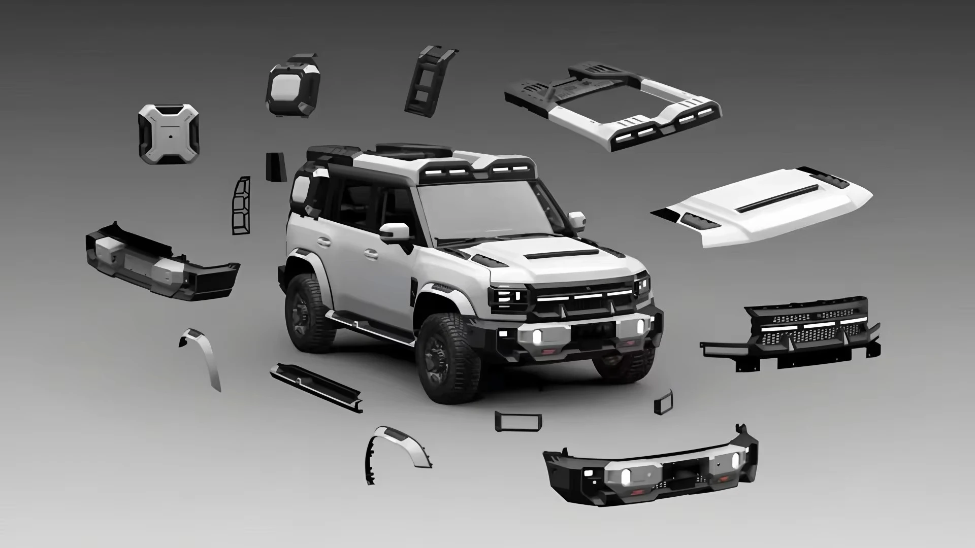 New Rear Bumper Body Kit for Jetours T2 Star Top Platform Luggage Rack Side Schoolbag Ladder Screw-On Modified Special Mech Mesh