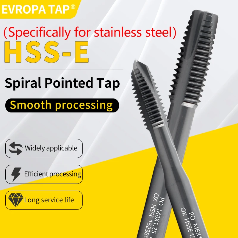 

Машинные резьбонарезные метчики EVROPA TAP HSSE-M42 JIS Standard со спиральным наконечником и покрытием OX, M1-M18