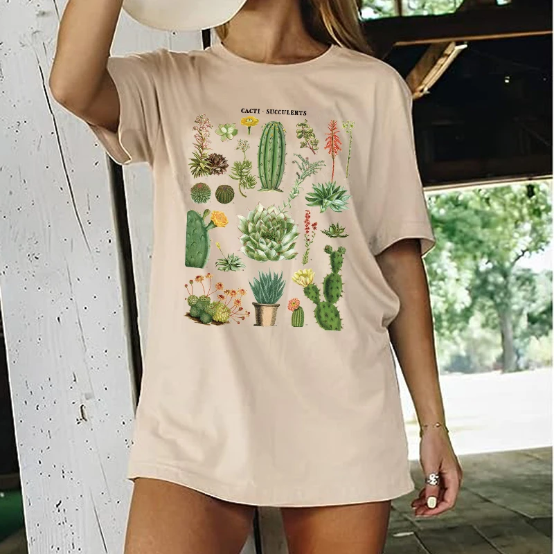 Cactus Printed T Shirt I'd Say Go to Hell Letter Funny Quetes Printing Tee Tops Summer Fashion Women Clothing
