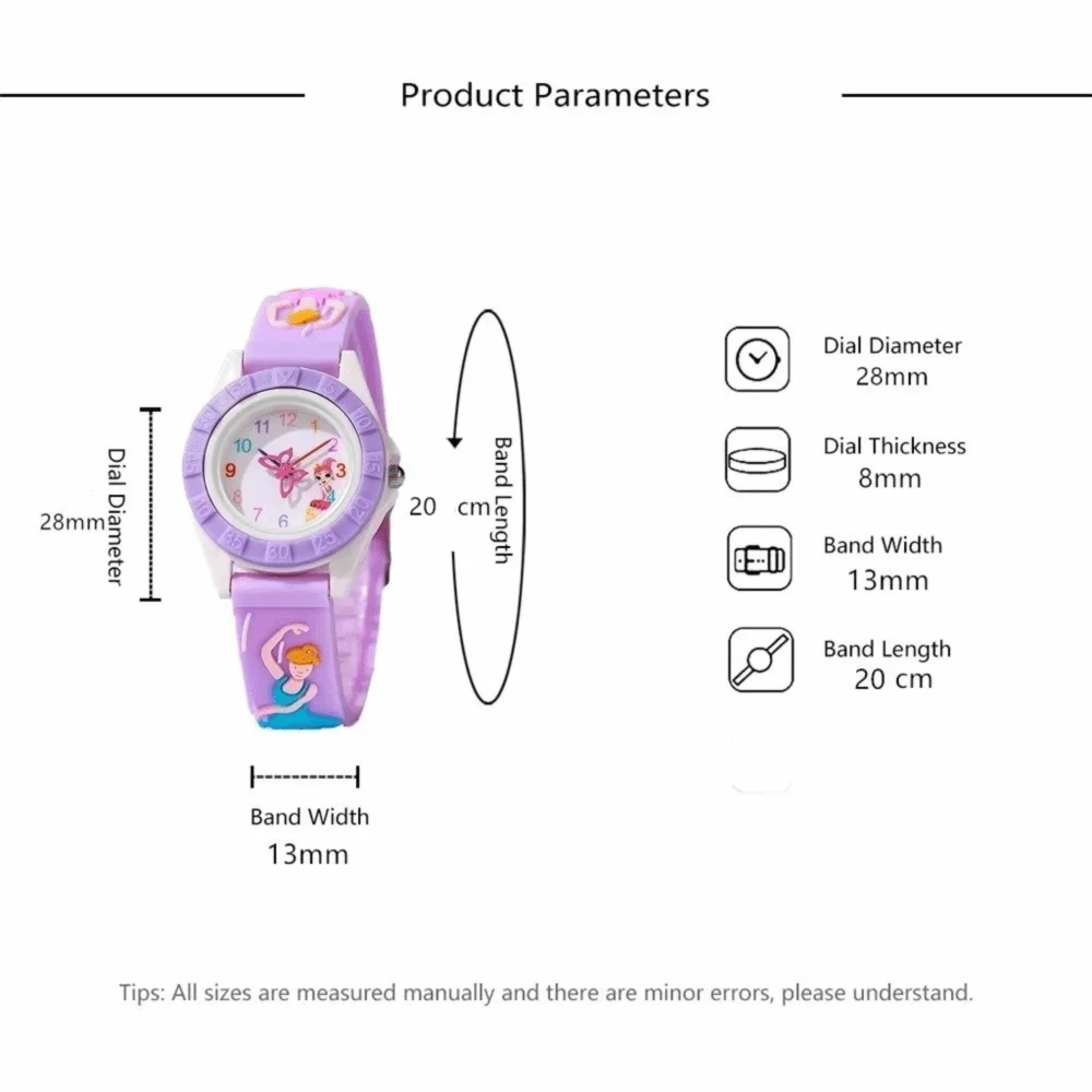 Nova cor doce relógio infantil ajustável ballet menina design relógio de quartzo dos desenhos animados criativo relógio de pulso da menina presente