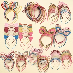 12pcs/set Girls Party Headbands Kids Plastic Teeth Hairbands Matte Cat Ear Headband Rabbit Crown Hairhoops Children Headwear