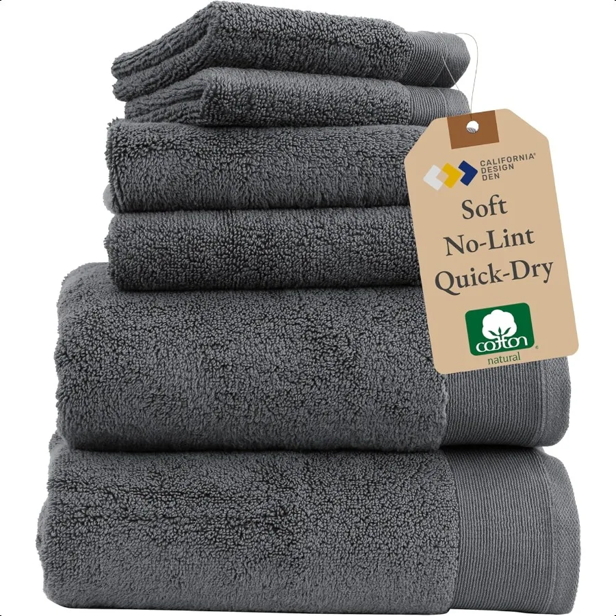 

6 Piece Everyday Towel Set 2 Bath Towels for Bathroom 2 Hand Towels and 2 Washcloths 100 Cotton Soft QuickDry Absorbent Towels