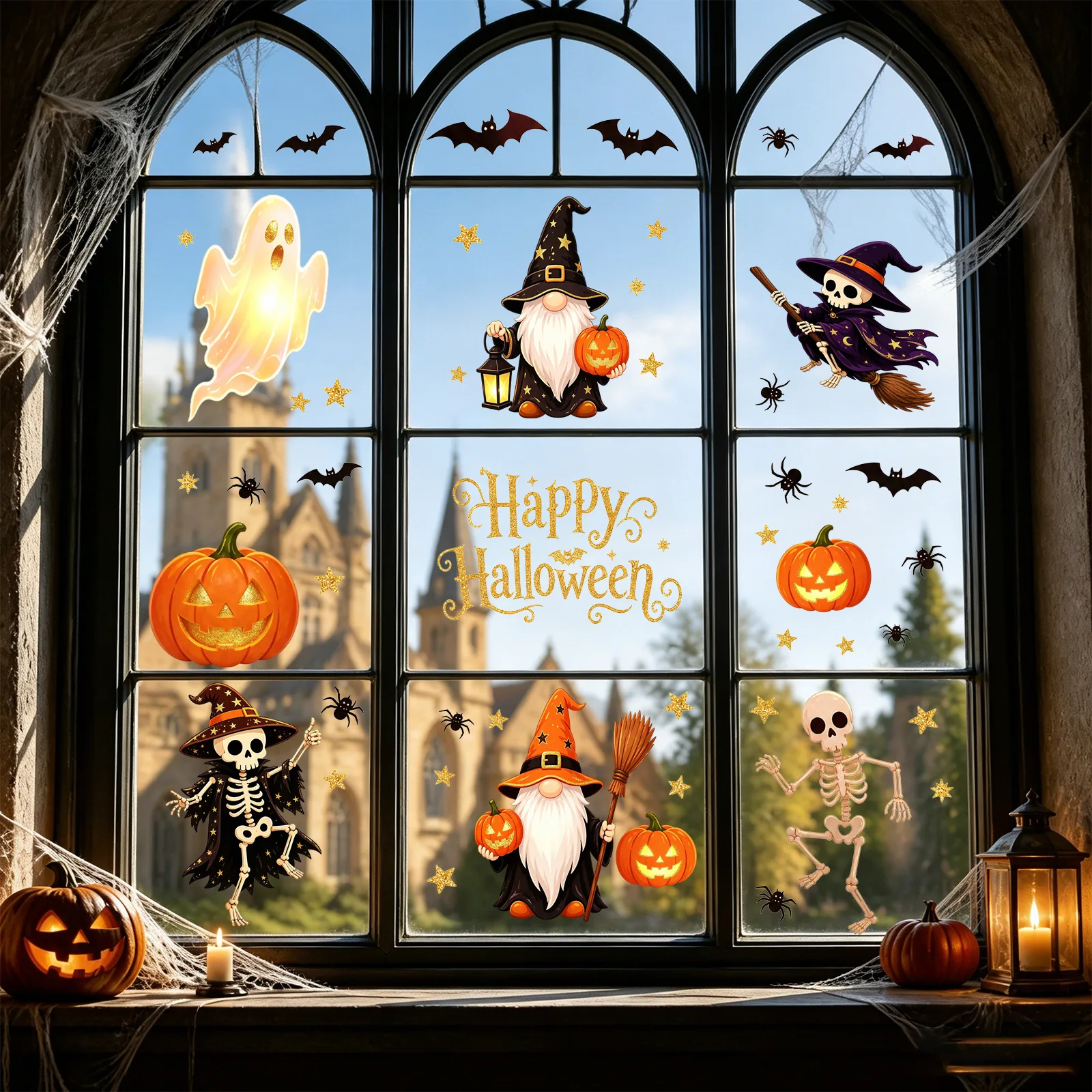 再利用可能なハロウィンウィンドウクリンガーセット - 静電気 - X Home Decor のレビューと価格