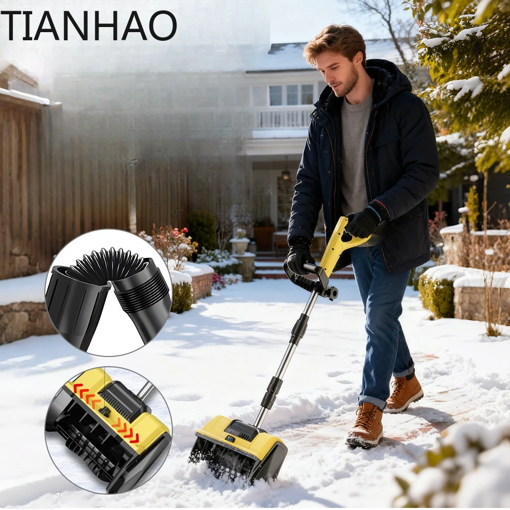 1200W Electric Push Snow Blower Cordless Snow Thrower High Power Snow Shovel Foldable Snow Cleaner Snow Sweeper (No Battery)