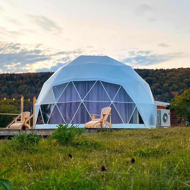 For Exhibition Halls 6m-10m Geodesic Dome Tent Igloo Glamping with Bathroom Stove and Soundproof Walls for Trade Shows