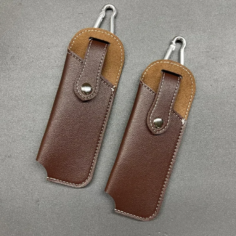 1ชิ้นเคสหนัง PU สีน้ำตาลพับได้สำหรับตั้งแคมป์กลางแจ้งอุปกรณ์เสริมที่บ้านกระเป๋าเครื่องมือแบบทำมือสำหรับมีด