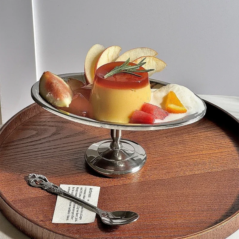 Vintage European Decorative Tray Stainless Steel Tea Pastry Server Display Stand for Wedding Dessert Table Baking Food Storage