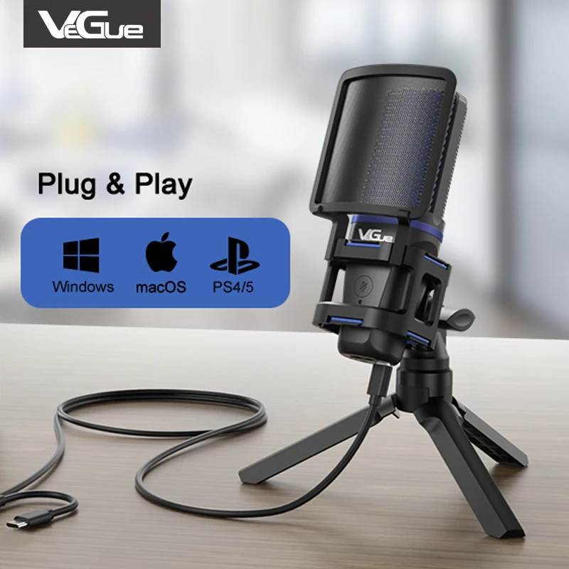 Vegue Professional Studio Podcasting USB Recording Desktop Gaming Computer Mic Condenser Microphone  Micro Gamer Microfono