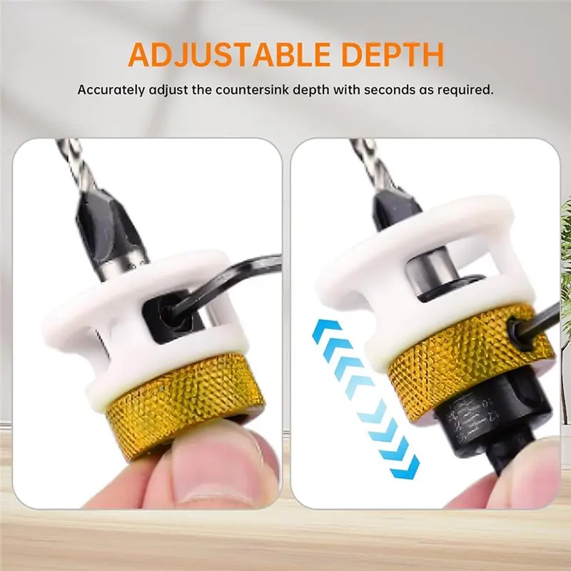 IALJ-HSS مجموعة لقمة مثقاب مدببة (4 قطع) مع توقف عمق للأدوات الخشبية واليدوية - درجة M2 #3