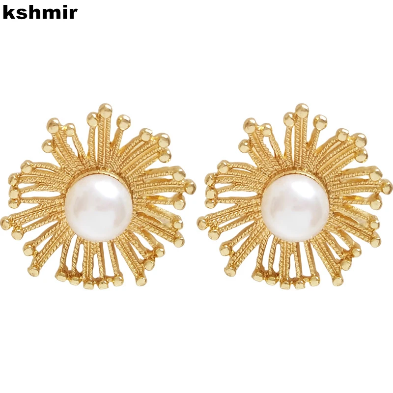 

Women's Fashion Earrings Metal Pearl Earrings Fireworks Geometric Earrings Jewelry Accessories Gift