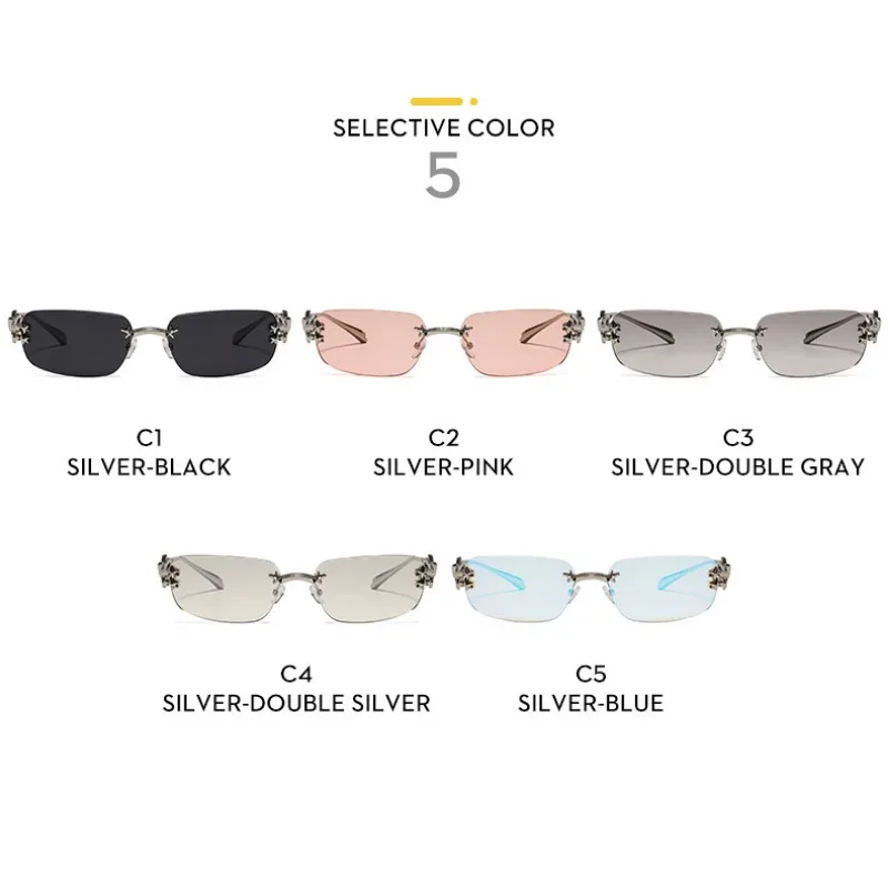 Korean Style Sunglasses for Women Rectangle Shape Rimless Y2K Hot Sexy Women's Glasses Rhinestone Outdoor image 5