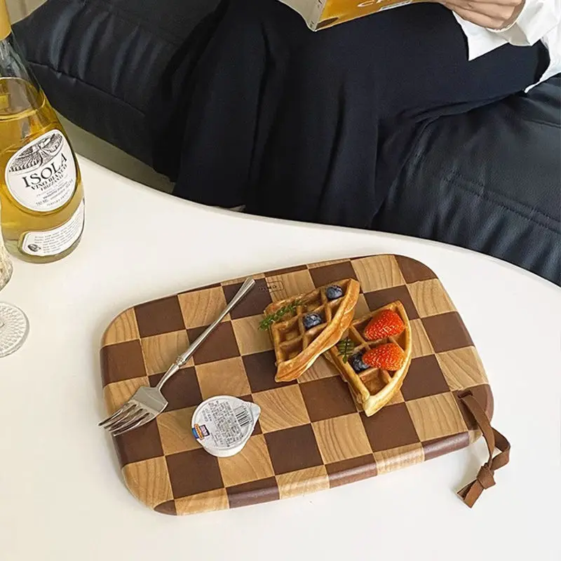 Wood Checkerboard Cutting Board Small House Outdoor Picnics Mildew Proof Household Kitchen Tool for Western Point Cutting Board