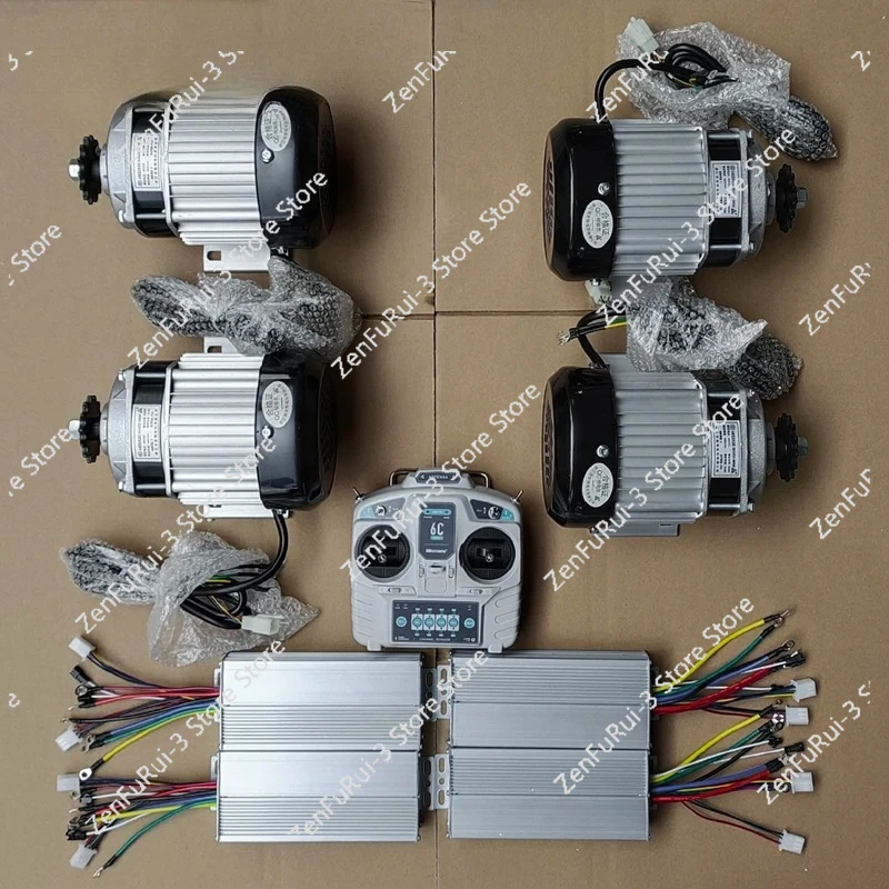 4WD 48V 3000W Electric Trike Geared Brushless Motor Remote Controller 750W Chain Drive Kit For Four-Wheel Cart Wheelbarrow Bike