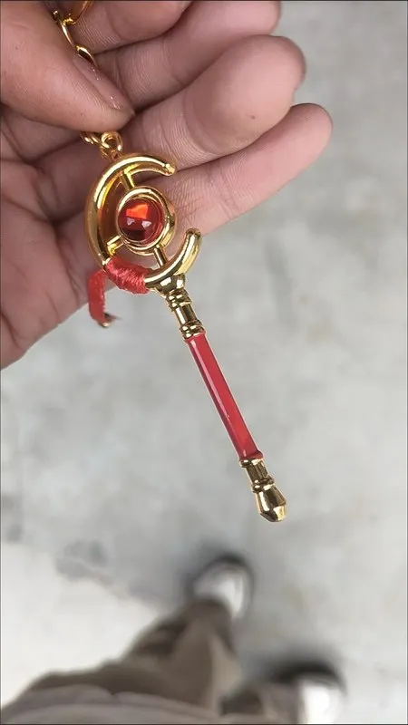 Cosplay Prop Fantasy Scepter Pendant Keychain Magic Staff Hanging Strap Ornament for Anime Fans Birthday Present
