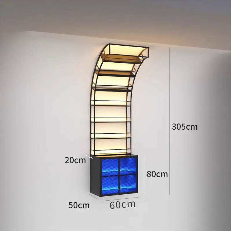 Witryna do whisky Pokój alkoholi Szafka na wino Lodówka Nowoczesny dom Bar Otwarte szafki Półki Dekoracja Wiszące na ścianie Żelazo